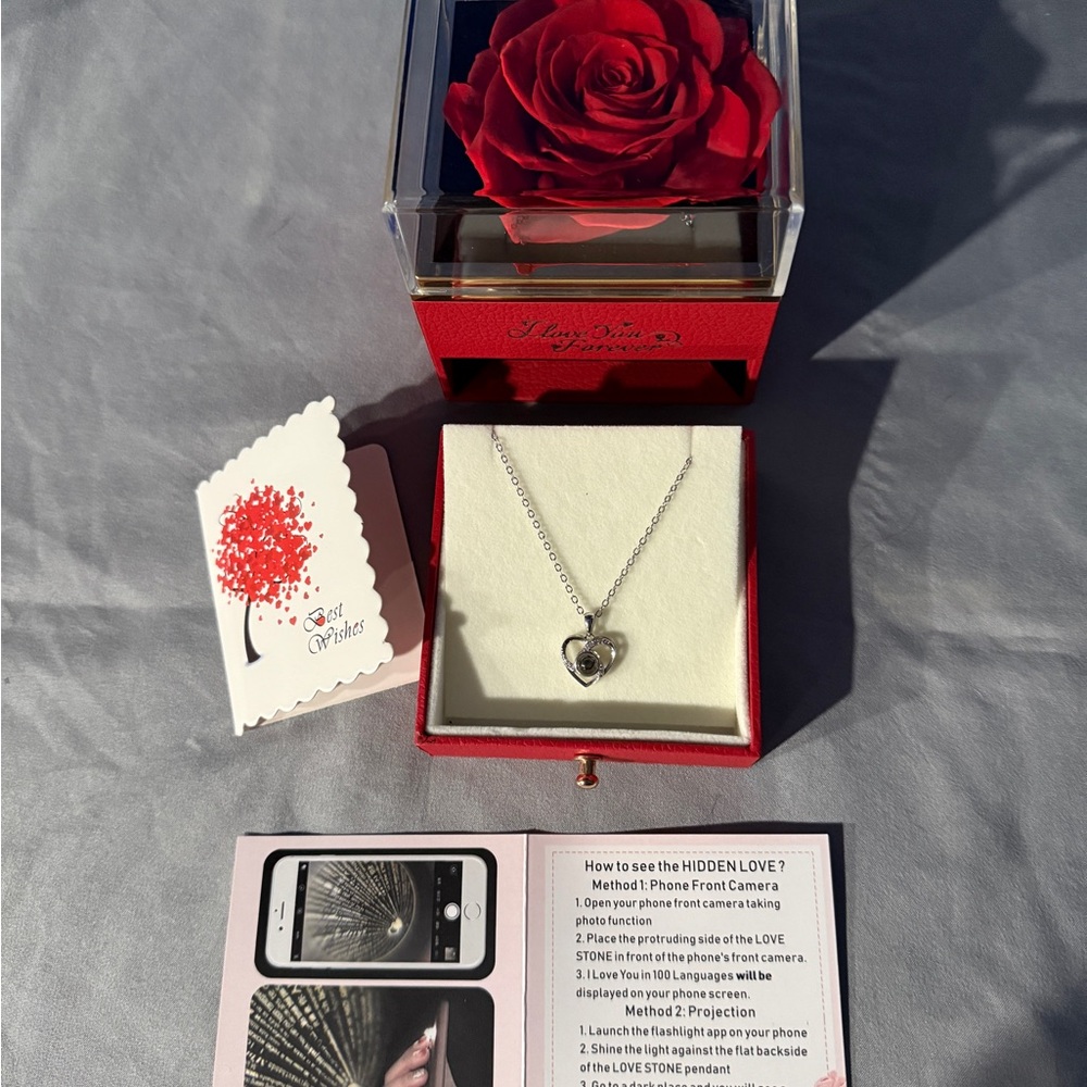I love you in 100 languages Silver Heart Pendant Necklace